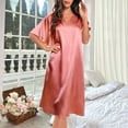 thumbnail image 7 of XuJwPNcy Women's Silk Nightgowns Ruffle Short Sleeve V Neck Satin Midi Nightdress Lounge Sleepshirts Sleepwear, 7 of 7