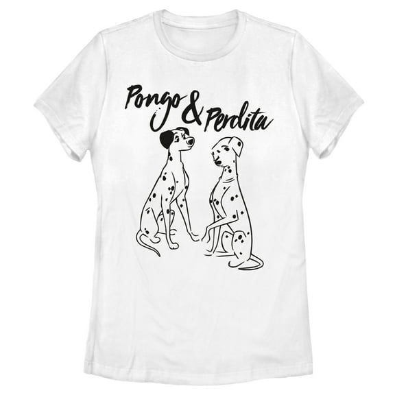 Women's One Hundred and One Dalmatians Pongo and Perdita Graphic Tee White Large