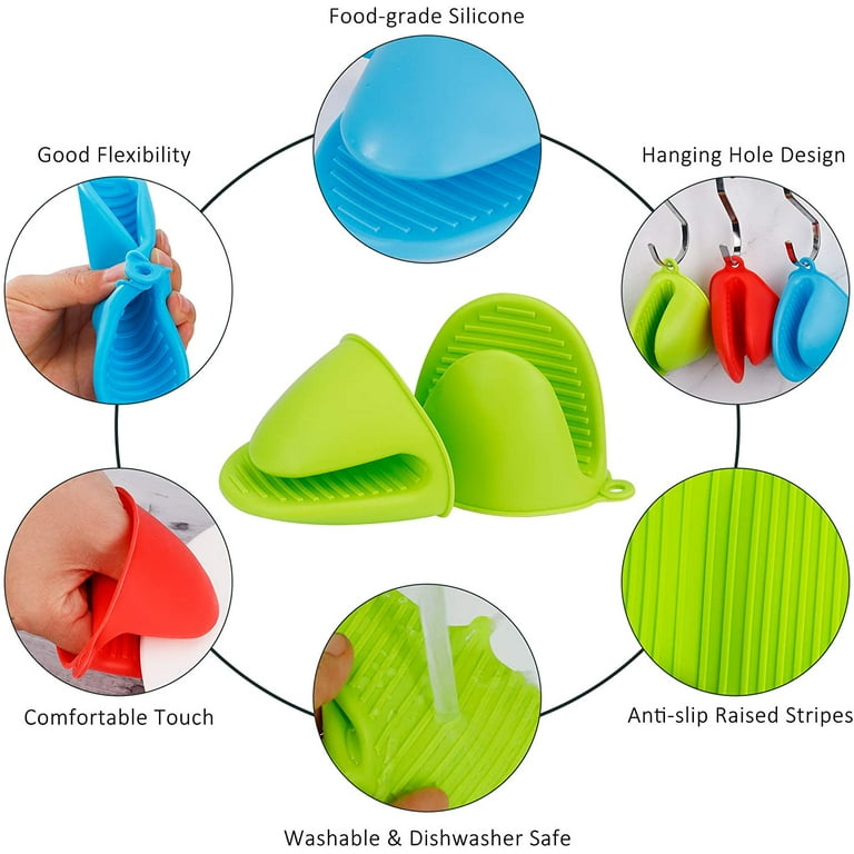 Nogis 4PCS Silicone Oven Mitts Heat Resistant, Silicone Potholders