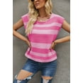 thumbnail image 3 of Striped Knit Sleeveless Sweater Tank Top Round Neck Transitional Style Rose Gold X-Large, 3 of 5