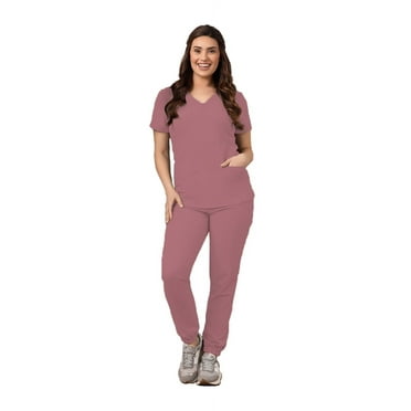 Green Town Scrubs for Women Scrub Set - Jogger Pant and V-Neck Top, 6 Pockets, Easy Care Uniforms