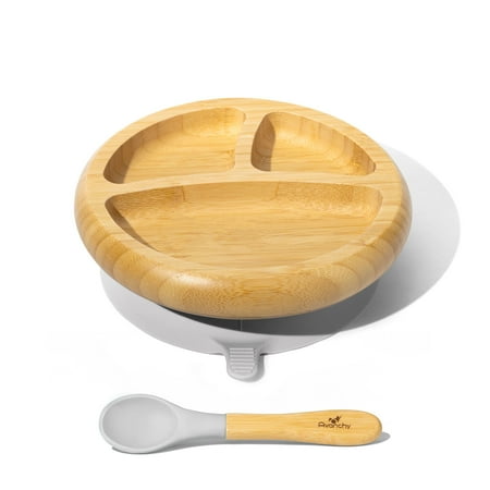 Baby Divided Plate   Spoon | Bamboo & Silicone