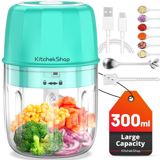 Mini procesador de alimentos recargable portátil e inalámbrico de 250 ml con hoja de acero inoxidable, picador eléctrico de ajo para verduras, licuadora para nueces, chile, cebolla, carne picada y