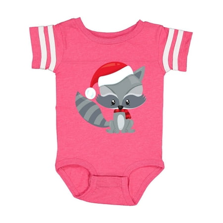 

Inktastic Christmas Raccoon Raccoon With Santa Hat Scarf Gift Baby Boy or Baby Girl Bodysuit