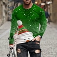 thumbnail image 2 of Stamzod Men's T-Shirts Xmas Long Sleeve Casual Pullover Tops Holiday Plus Size Fashion Christmas Shirts for Men Green E L, 2 of 5