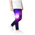 thumbnail image 3 of Odeerbi 3-12 Years Kids Girls Leggings Starry Sky Print Stretchy Tights Compression Pants Starlit High Waist Soft Pantyhose, 3 of 4