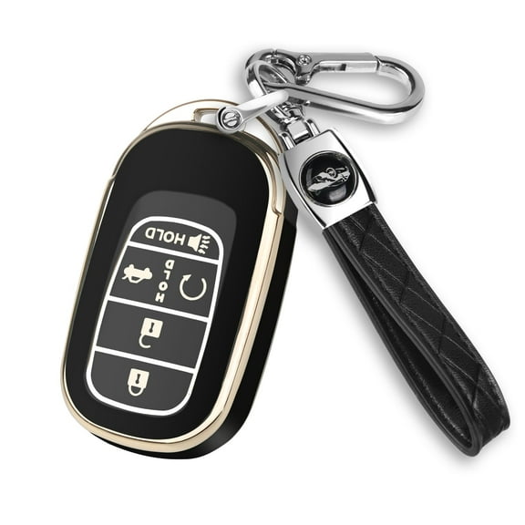 for Honda Key fob Cover, Soft TPU Car Key Case Protector with Leather Keychain Compatible with 2022 2023 2024 2025 Honda Accord Civic HR-V CR-V Pilot Odyssey smart Remote Key