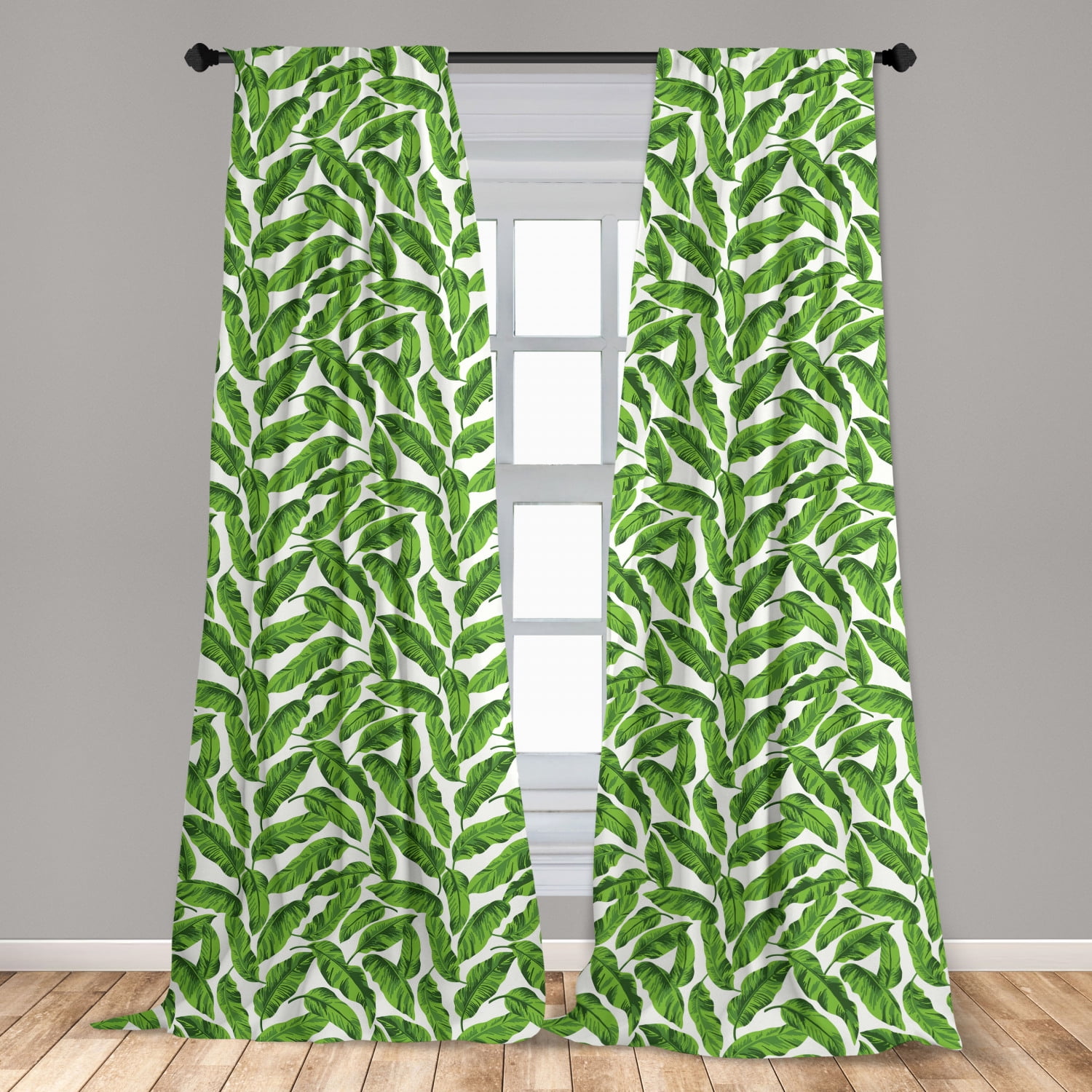 Tropical Banana Leaves Blockout Window Curtain 2 Panels Set Fabric Ready Made 