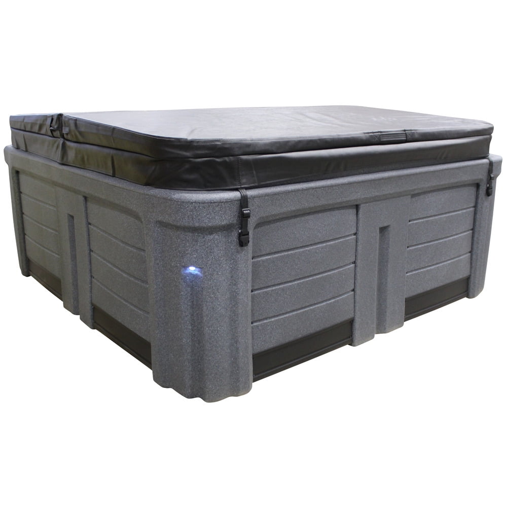 Origin 5‑Person 30‑Jet Lounger Plug & Play Hot Tub – 120V/240V, Stainless Steel Heater, Ozone System, Waterfall & LED Lighting (Gray)