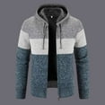 thumbnail image 3 of YLSDY Men's Hooded Zipper Cardigan Sweater Long Sleeve Knitwear Striped Color Block Warm Pullover Jacket Blue XL, 3 of 7
