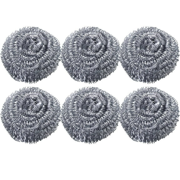 FNGZ 6PC Cleaning Ball Stainless Steel Sponges Scrubbing Scouring Pad Steel Wool Scrubber for Kitchens Bathroom and More