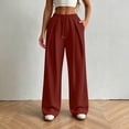 thumbnail image 6 of Tsivenald Pants for Women Wide Leg High Waisted Drawstring Pleated Trousers Pants Summer Casual Sweatpants with Pockets, 6 of 7