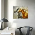 thumbnail image 3 of GOSMITH Horse Canvas Wall Art Animal Painting Prints on Canvas Framed Ready to Hang Two Running Horses Canvas Prints Artwork for Living Room Bedroom Home Wall Decor 12X16“/16X20", 3 of 4