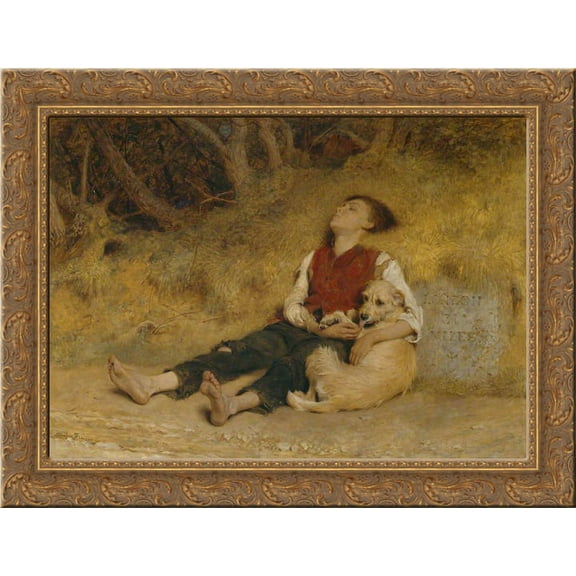His Only Friend 24x18 Gold Ornate Wood Framed Canvas Art by Briton Riviere