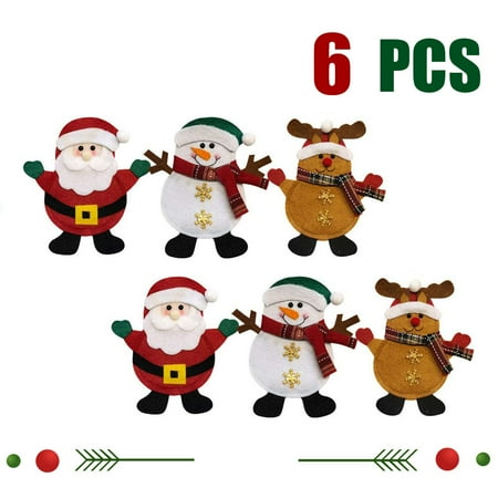 Christmas Dinner Birmingham Peroptimist 6pcs Christmas Tableware Holders Set, Christmas Tableware Bags Knife and Fork Bag Silverware Holders Set for Xmas Party Dinner Table Decorations Supplies ()