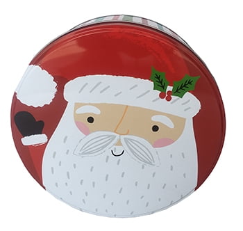 Holiday Time Christmas Round Cookie Tin.  9.75" by  3.75"H.  Decorative Tin, 1 Ct.