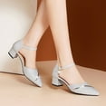 thumbnail image 2 of Women's Pointed Toe Heels Rhinestone Wedding pumps Buckle Strap High Heeled Prom Dress Shoes, 2 of 6
