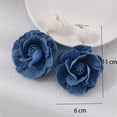 thumbnail image 4 of Camellia Flower Dangle Earrings for Women Cowboy Statement Big Exaggerated Fabric Hoop Huggie Blue Floral Studs Gold Plated Long Drop Dangling Earring Fashion Jewelry Gifts, 4 of 12