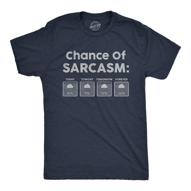 Mens Chance Of Sarcasm T Shirt Funny Weather Report Funny Humor Novelty Tee (Heather Navy) - 3XL