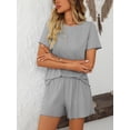 thumbnail image 4 of EASYBRA Women Pants Suit Solid Color Casual Two Piece Outfit Three Quarter Sleeve and Pants All Season S-XL, 4 of 7