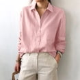 thumbnail image 4 of Blouse en Polyester à Manches Longues Couleur Unie Réversible Nature Légère Tailles Multiples pour Femmes (Rose, m), 4 of 5
