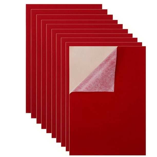 Bearachild 10 piezas de hojas de terciopelo autoadhesivas, forro de caja de joyería, plantilla de tapicería de fieltro para cajón y cómoda Decoración del hogar Rojo Bearachild HA084295-04