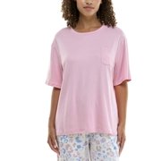 Roudelain Women's Round-Neck Dolman-Sleeve Pajama Shirt - Cameo Pink - MUS