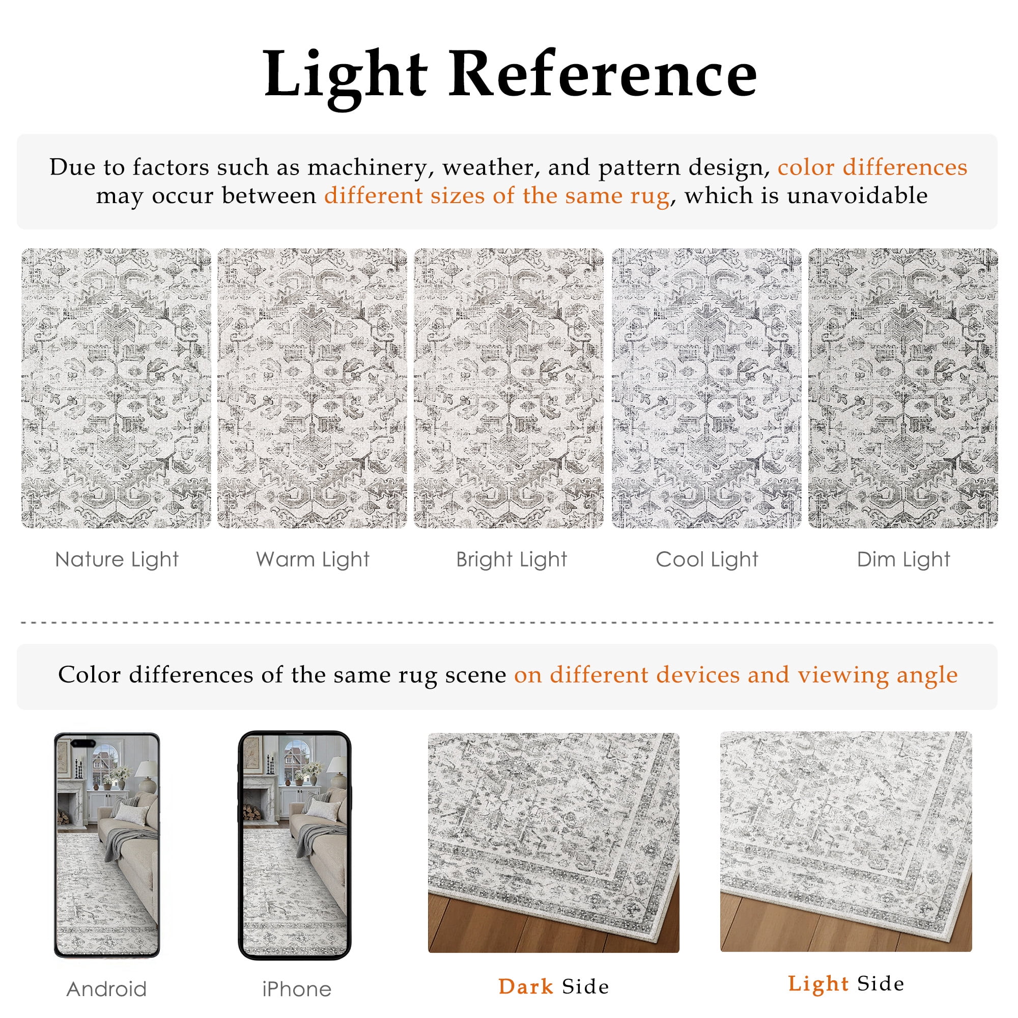 BERTHMEER 9'x12' Large Area Rug for Living Room Machine Washable Bedroom Rugs Distressed Vintage Oriental Traditional Print Gray Rug for Dining Room Farmhouse Nonsilp Carpet, Gray