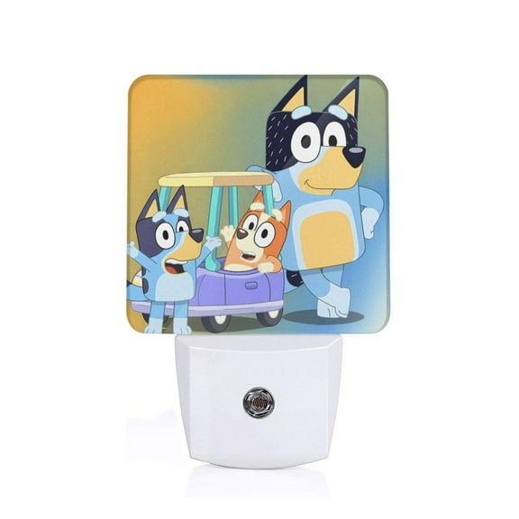 Silaia Bluey Print LED Dimmable Night Light, Plug in Night Light with Dusk to Dawn Sensor,Efficient Decor Desk Lamp,Bright Mini Wall Night Light for Kids Room, Stairway-US