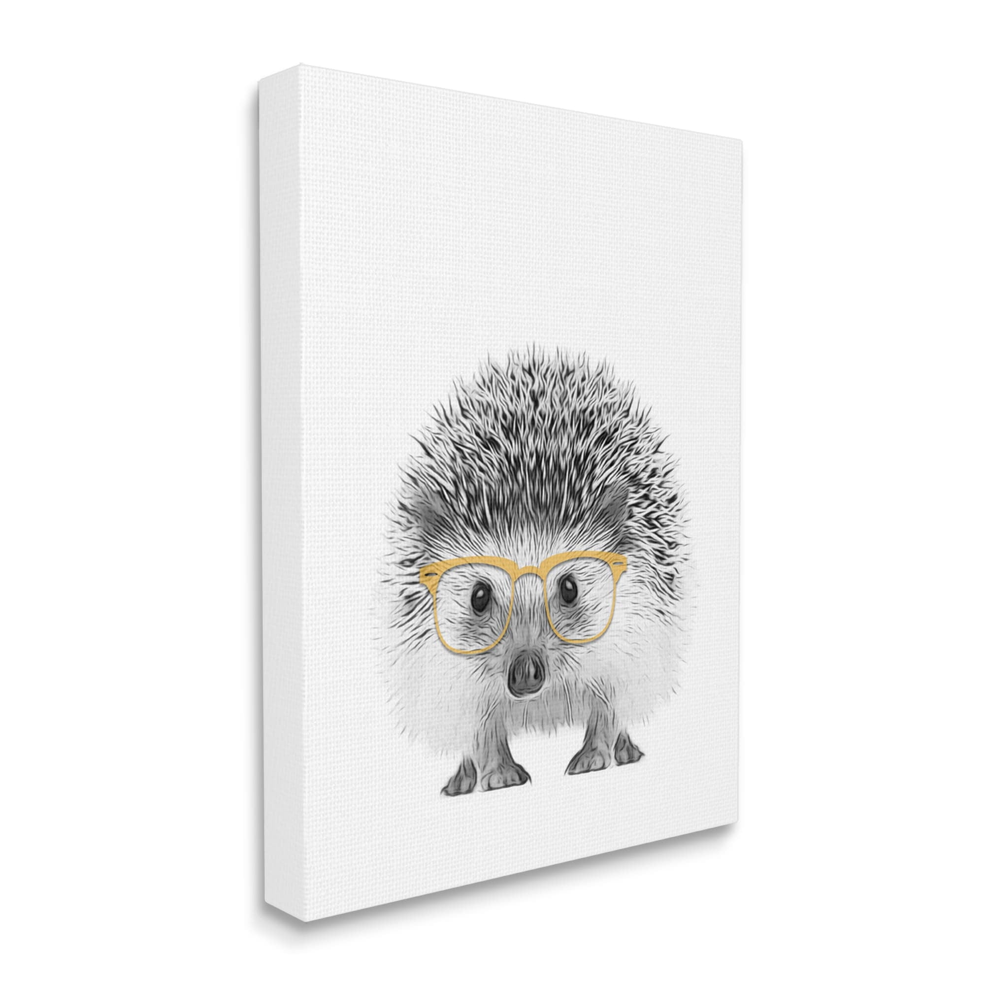Stupell Industries Lovable Monochrome Hedgehog Yellow Glasses Illustration , 24 x 30, Design by Annalisa Latella