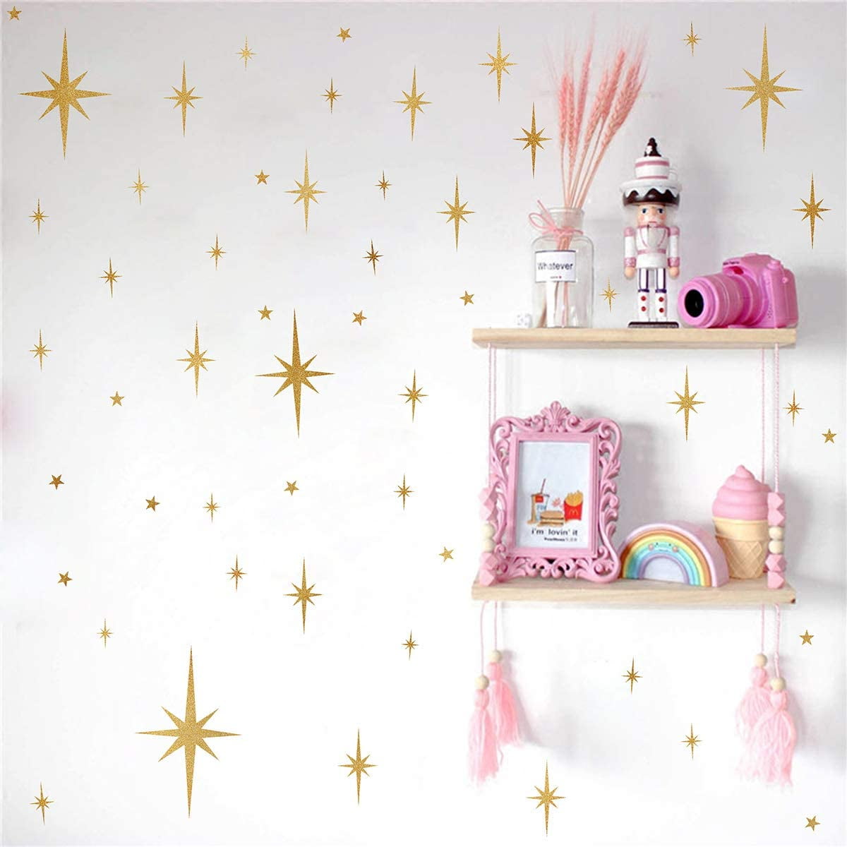 Star Wall Stickers Girls Room Wall Decals (116pcs) Sparkle Wall Sticker Stick and Peel Stars Stickers-6 Sizes image 4