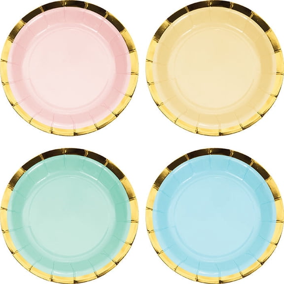 96/Case Bulk Pastel Celebrations Assorted Dessert Plates