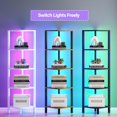 thumbnail image 4 of 5-Tier Corner Bookshelf with LED Light, Rustic Brown Narrow Storage Shelf for Small Spaces, 4 of 5