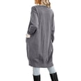 thumbnail image 6 of hirigin Women Knitted Cardigan, Color Contrast Long Sleeve Midi Length Slim Coat, Ladies Fall/Winter Open-Front Knitwear Outerwear, 6 of 9