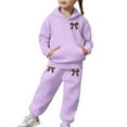 thumbnail image 7 of Girls Sweatsuit Set Bowknot Printed Long Sleeve Warm Hoodies Joggers Casual Fall Winter Kids Stylish Comfortable 2 Piece Outfits for Girls 10-11 Years, 7 of 7