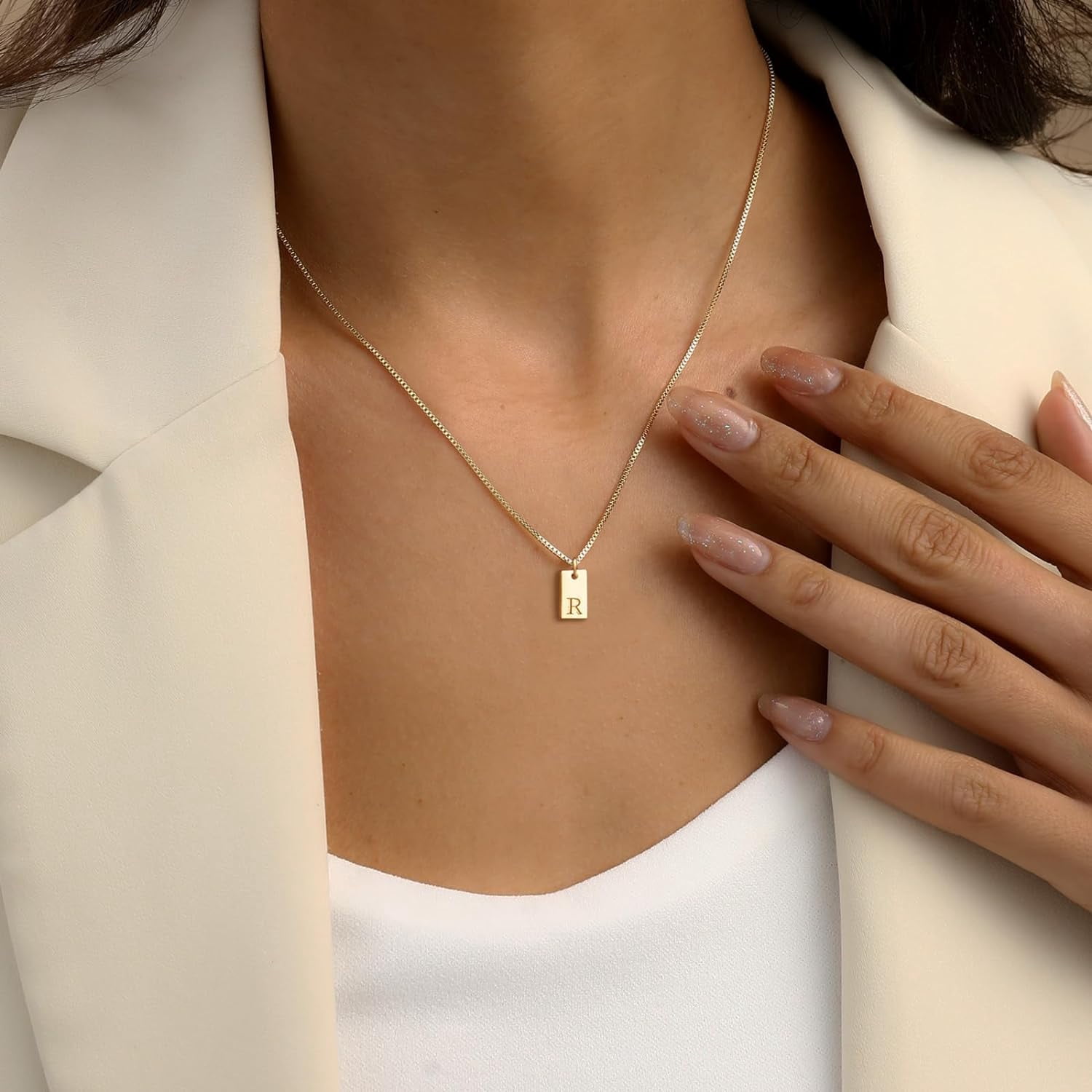Stocking Stuffers Initial Necklaces for Women 14K Gold Plated Letter Necklace Dainty Name Pendant Necklace Personalized Christmas Gifts for Women Trendy Gold Jewelry