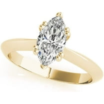 Jewelmore 1/2Carat (ctw) 14K Real Marquise Cut White Diamond Engagement Solitaire Ring, White Gold,Yelllow Gold,Rose Gold