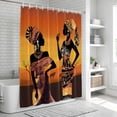 thumbnail image 6 of Black Orange Girls Boho Shower Curtain, Waterproof Shower Curtains for Bathroom, Vintage Ethnic Abstract Art Washable Fabric Bathtub Curtain Set Bath Decor with 12 Hooks Long 72"x84", 6 of 8