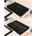 thumbnail image 4 of Coward Stackable Velvet Jewelry Trays Organizer, Jewelry Storage Display Trays for Drawer, Earring Necklace Bracelet Ring Organizer, Set of 5 (Black), 4 of 7