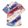thumbnail image 4 of Men's Glitter Star & Stripe American Flag Hawaiian Shirt - 4-Way Stretch Short Sleeve Patriotic Button Down Blue XL, 4 of 6