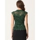 thumbnail image 3 of Cárdigan de Encaje sin Mangas para Mujer Cárdigan Blusa Elegante sin Mangas Verde oscuro XS, 3 of 6