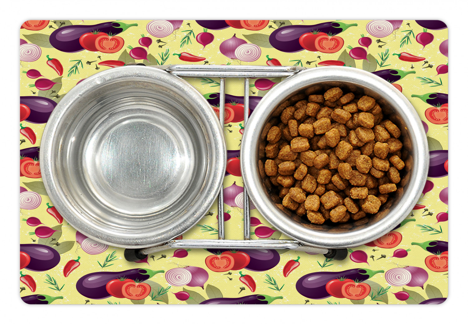 Eggplant Pet Mat for Food and Water, Eggplant Tomato Relish Onion Going