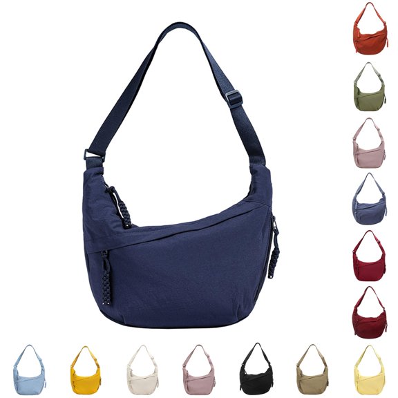 CUZIBR Women'S Fashion Nylon Crossbody Bag Lightweight Adjustable Wide Shoulder Strap Multi Zipper Pull Pocket Soft Casual Sling Purse For Women Daily Shopping Travel Carry Bag