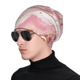 thumbnail image 6 of Adult Knitted Cap 11 X 10.6 In Two-Layer Design Breathable Light Dry And Easy Care Covering All Antiskid Anti-Wrinkle Pink Marble_1, 6 of 8