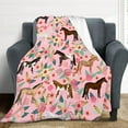 thumbnail image 4 of Horse Blanket Gifts for Girls Women Cute Horses Flowers Flannel Fleece Throw Blanket Soft Warm Fuzzy Pink Blanket for Horse Lovers Decor Bed Couch Living Room for Kids 50"x40", 4 of 6