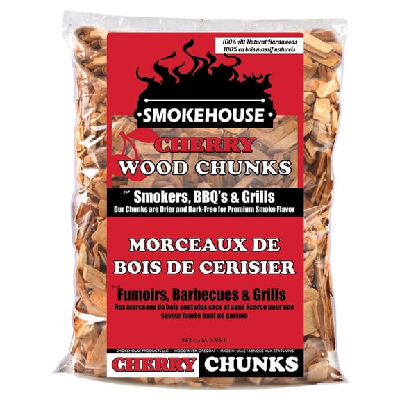 Smokehouse Cherry Wood Chips, Drier & Bark-Free for Premium Smoke Flavor, 2 Pounds