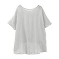 thumbnail image 5 of Embroidered Linen Tops For Women，Womens Boho Tops And Blouses Basic Tees Hemp Shirt Women Bohemian Tops For Women Flowy Bohemian Tunics For Women Business Casual Outfits Embroidered T Shirts, 5 of 6