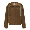thumbnail image 5 of Miluxas Zip up Hoodies for Women Long Sleeve Loose Hooded Coat Casual Loose Fit Warm Outerwear Fall Winter Jackets Coffee L(L), 5 of 7