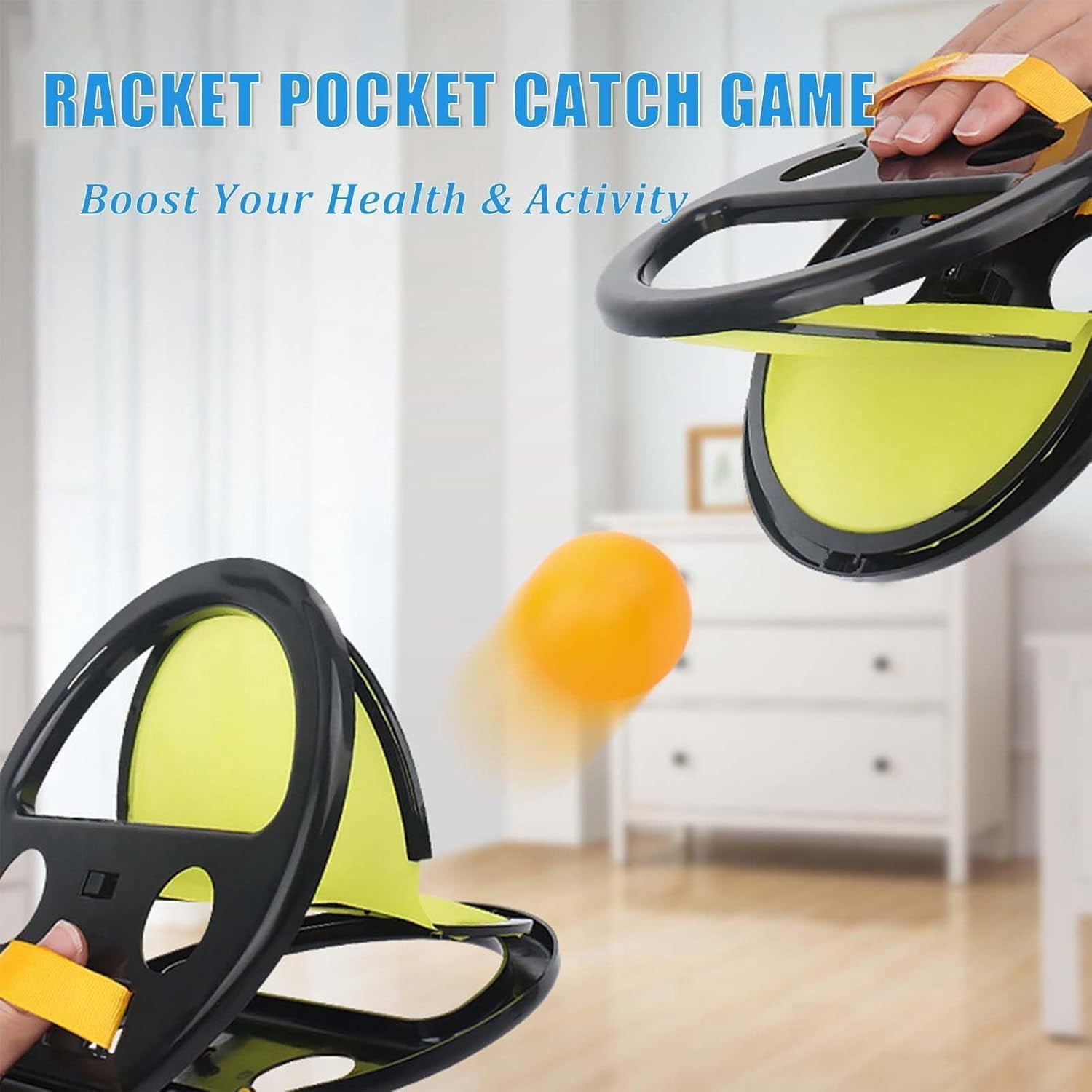 ABPETE flyball beach game,Racket-Pocket Catch Game, Racket Pocket, Toss and Catch Ball Game, Toss and Catch Ball Set,Throw Catch Ball Game(2 beats and 4 balls)