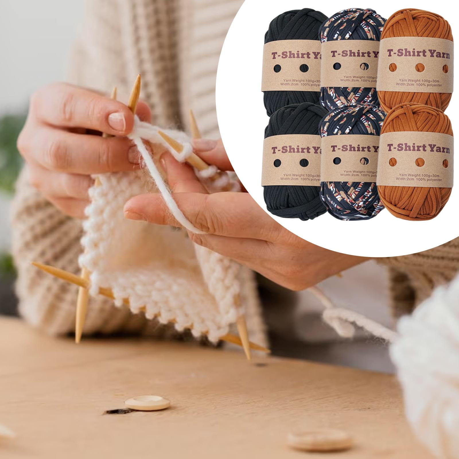Wxqbjtam -Pack Knitting Yarn, T-shirt Yarn, 196 Yards Total Length, Chunky Yarn, Yarn for Set B
